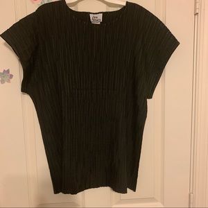 Vintage black pleated blouse
